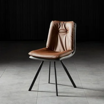 Обеденный стул Nordic, Ресторанный кожаный Простой письменный стол, табурет со спинкой, стул для макияжа, Обеденный стол из кованого железа и шезлонги