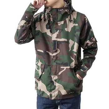 Повседневные куртки Мужские Камуфляжные в военном стиле, Ветрозащитное пальто с капюшоном S-XXL AYG166