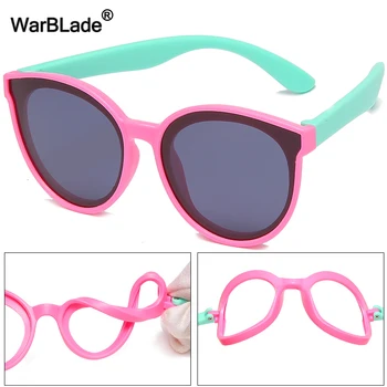 Поляризованные Детские Солнцезащитные очки WarBlade Cat Eyes, Брендовые Дизайнерские Детские Солнцезащитные Очки, Силиконовые Гибкие Детские Очки для мальчиков и девочек UV400