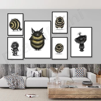 Принты с изображением пчел, печать с изображением летучих мышей, подарки любителям летучих мышей, художественное оформление стен пчеловодами, печать плакатов на холсте