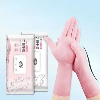Прочные розовые 12-дюймовые нитриловые перчатки, утолщенные кухонные перчатки для мытья посуды и уборки