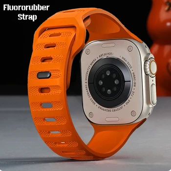 Ремешок из фтористой резины для Apple Watch Band 9 Ultra 2 49 мм 8 7 45 мм 42 мм 41 мм 40 мм 44 мм для iWatch серии Ultra 6 SE 5 4