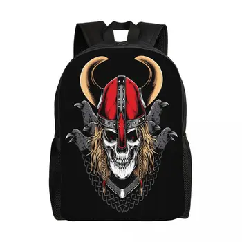 Рюкзак на плечо унисекс, повседневный походный рюкзак, Воин-викинг с Вороном, школьная сумка, дорожный рюкзак для ноутбука