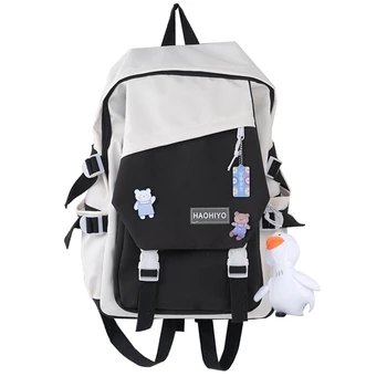 Рюкзак с милыми аксессуарами-подвесками, булавки, школьная сумка для девочек-подростков, Студенческая сумка для книг, нейлоновый рюкзак для путешествий