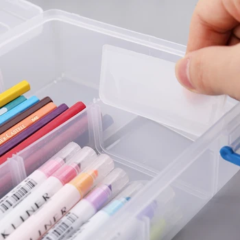 Совершенно новый двухслойный пенал, прозрачный пластиковый ящик для хранения ручек, канцелярские принадлежности, школьные принадлежности, подарок для детей