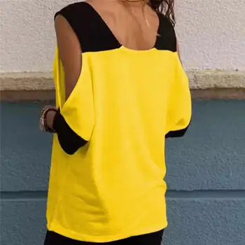 Стильная уличная блузка в стиле пэчворк с открытыми плечами, топ, блузка с вырезом на рукаве для путешествий