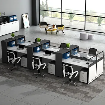Стол с экраном, подставка для карточек, комбинированный стол, рабочий стол офисного персонала, минималистичная современная офисная мебель