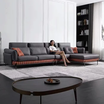 Тканевый диван, современная минималистичная гостиная, латексный пух, роскошь Nordic light, угловой диван из ткани с нанотехнологиями, моющийся