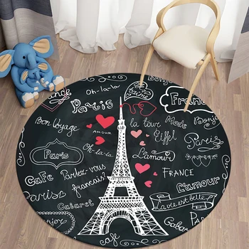 Франция Парижская башня круглый ковер коврик для пола ковер для гостиной кухонный коврик декор из полиэстера маленькие коврики для дверного коврика в спальню