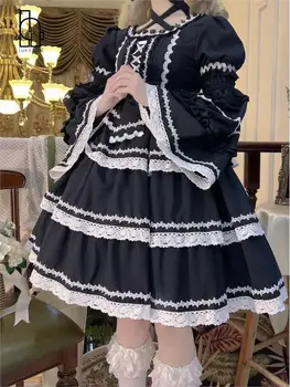 Японское Милое Платье В стиле Лолиты, Женское Элегантное Готическое Вечернее Платье Со Съемным Рукавом В Викторианском Стиле Harajuku Kawaii Vestidos