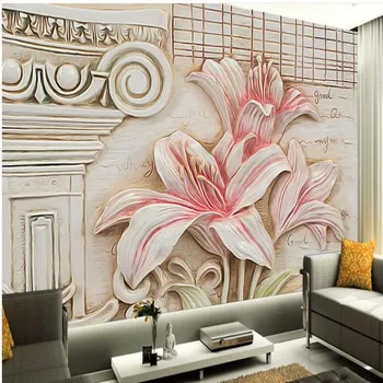 большие обои wellyu на заказ 3d, красивая трехмерная рельефная фреска с лилиями, фоновая обои для гостиной, спальни