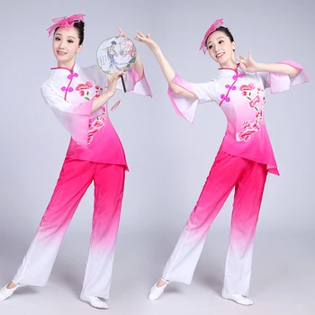 женский костюм для классического танца hanfu, квадратный танец, веерный танец, струящийся современный танцевальный костюм, платье Yangko для взрослых женщин