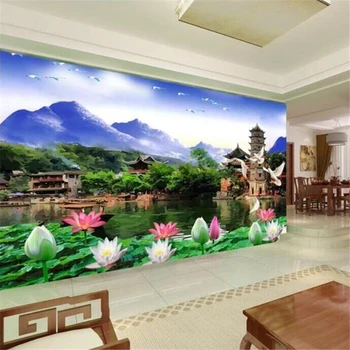 обои на заказ beibehang, масштабный красивый пейзаж, картина маслом, фоновая стена, гостиная, спальня, диван, украшение для телевизора